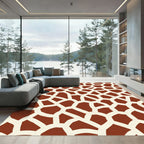 Giraffe Print Crimson Cream Terra Cotta Rug