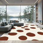 Chocolate Cream Polka Dot Oval Rug