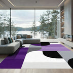 Modern Purple Black Geometric Abstraction Rug