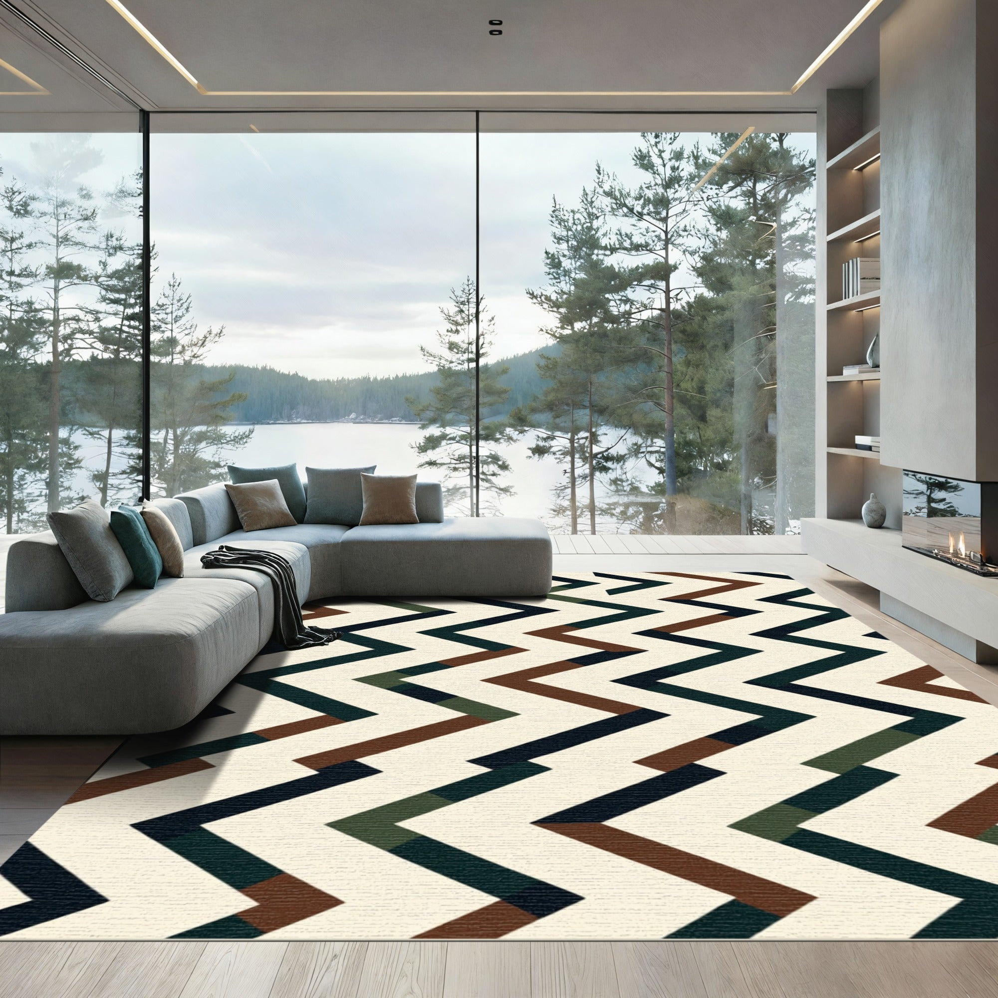 Geometric Rustic Chevron Zigzag Rug