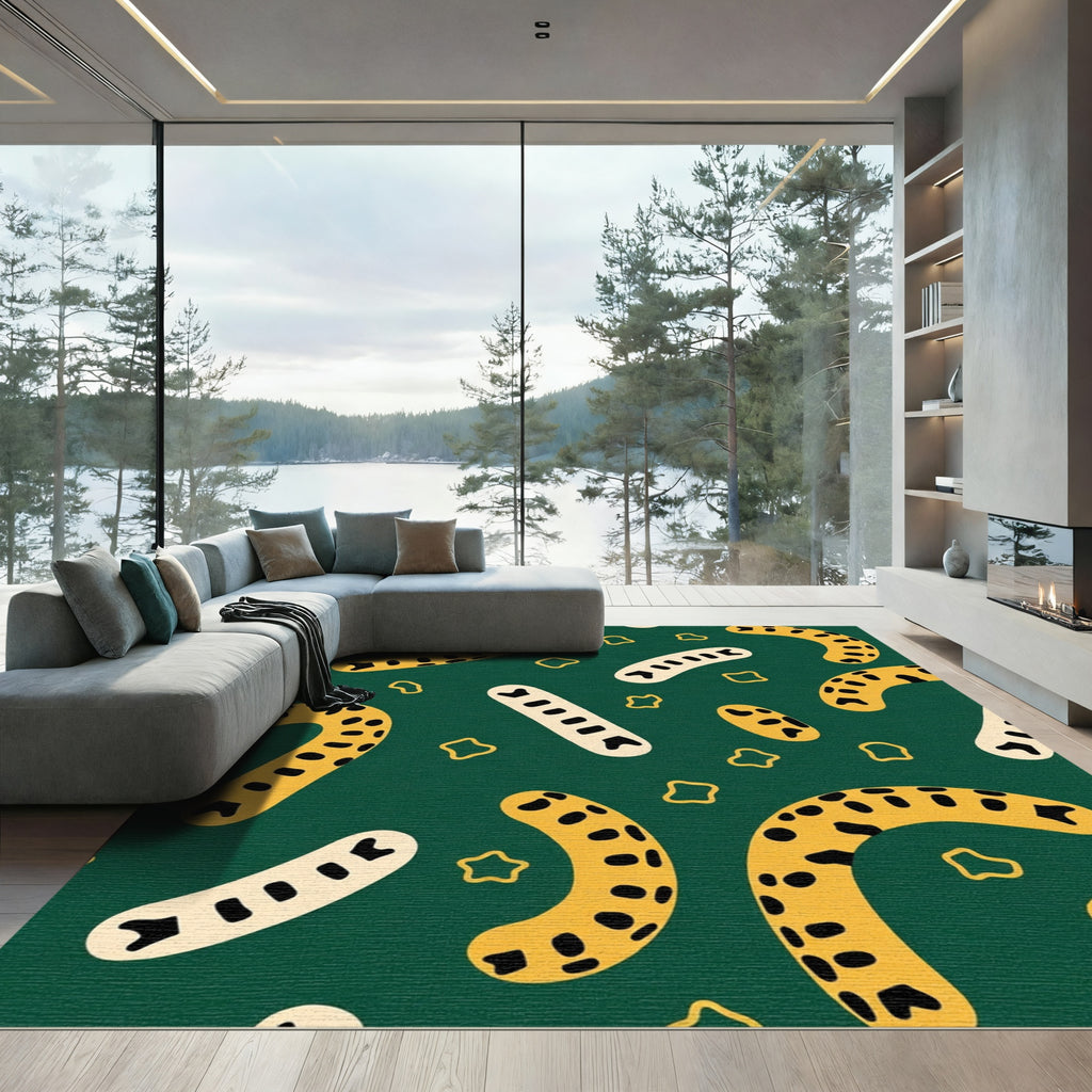 Green Yellow Abstract Sausage Rug