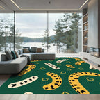 Green Yellow Abstract Sausage Rug