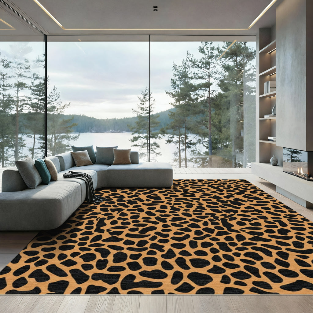 Bold Black Giraffe Spots Rug