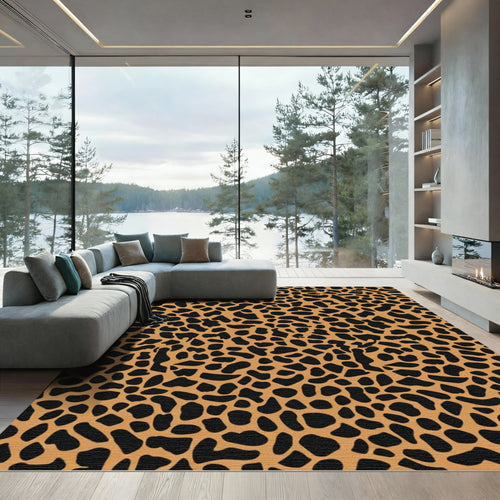 Bold Black Giraffe Spots Rug