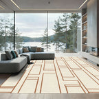 Terracotta Tiers Geometric Outline Rug