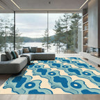 Blue Organic Blob Repeating Composition Rug