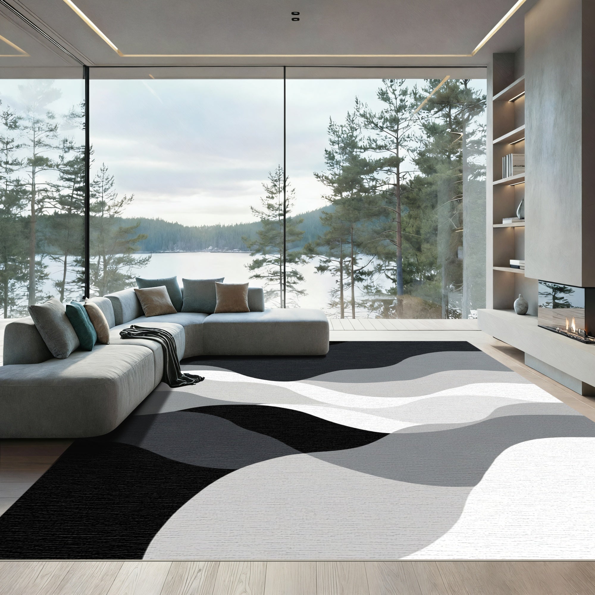 Monochromatic Gradient Abstract Waves Rug