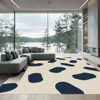 Navy Stains Beige Abstract Rug