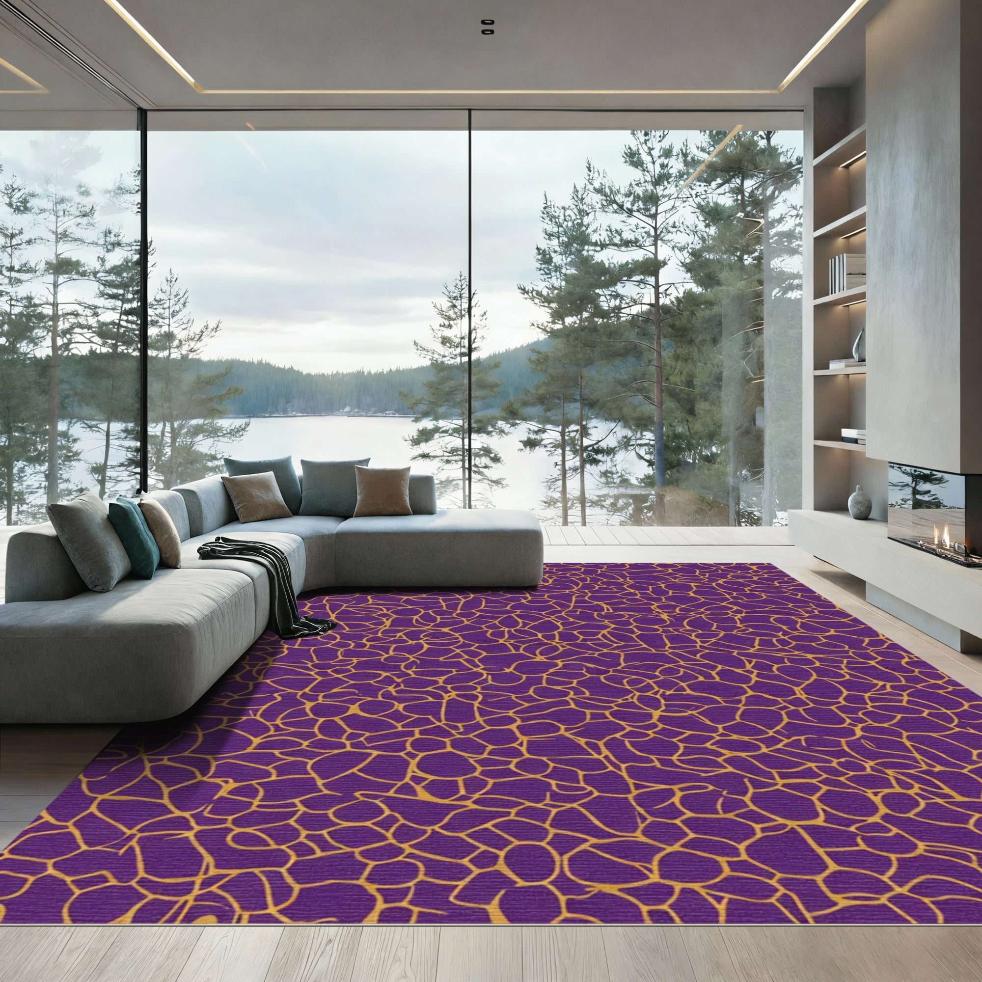 Deep Purple Gold Organic Web Rug