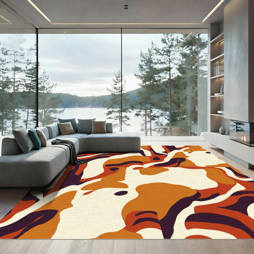 Abstract Earthy Tone Swirl Rug