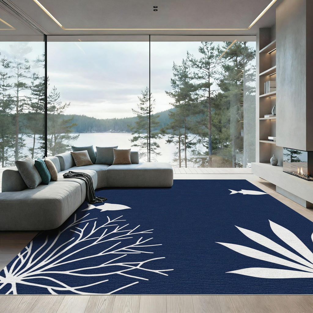 Deep Blue Ocean Fish Coral Rug