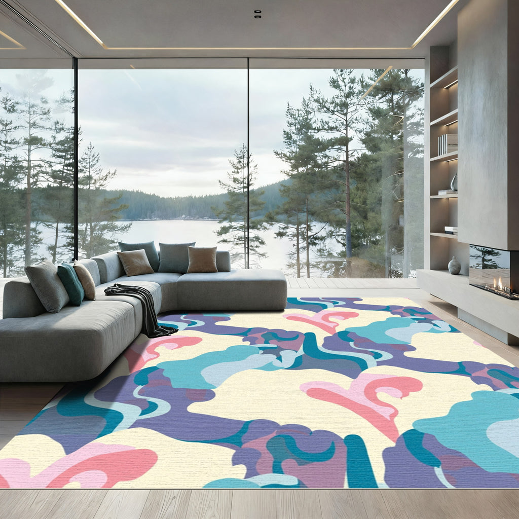 Pastel Organic Swirls Flowing Abstract Rug