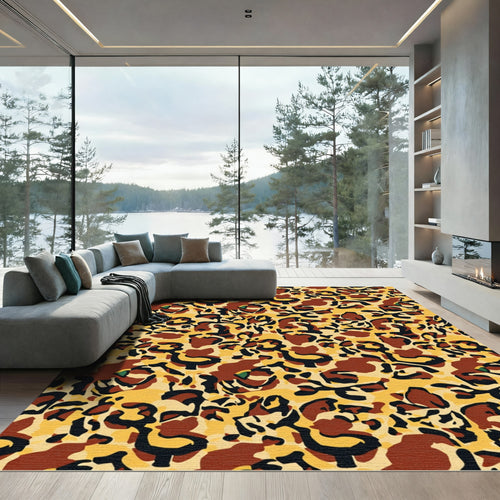 Bold Gold Brown Animal Print Overlay Rug