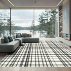 Classic Monochrome Plaid Lines Rug