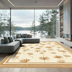 Golden Flamingo Tropical Leaf Border Rug