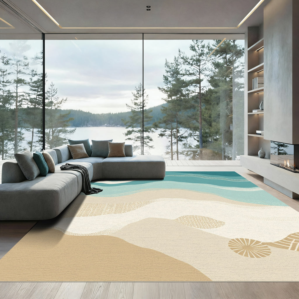 Serene Teal Sand Dune Layers Rug