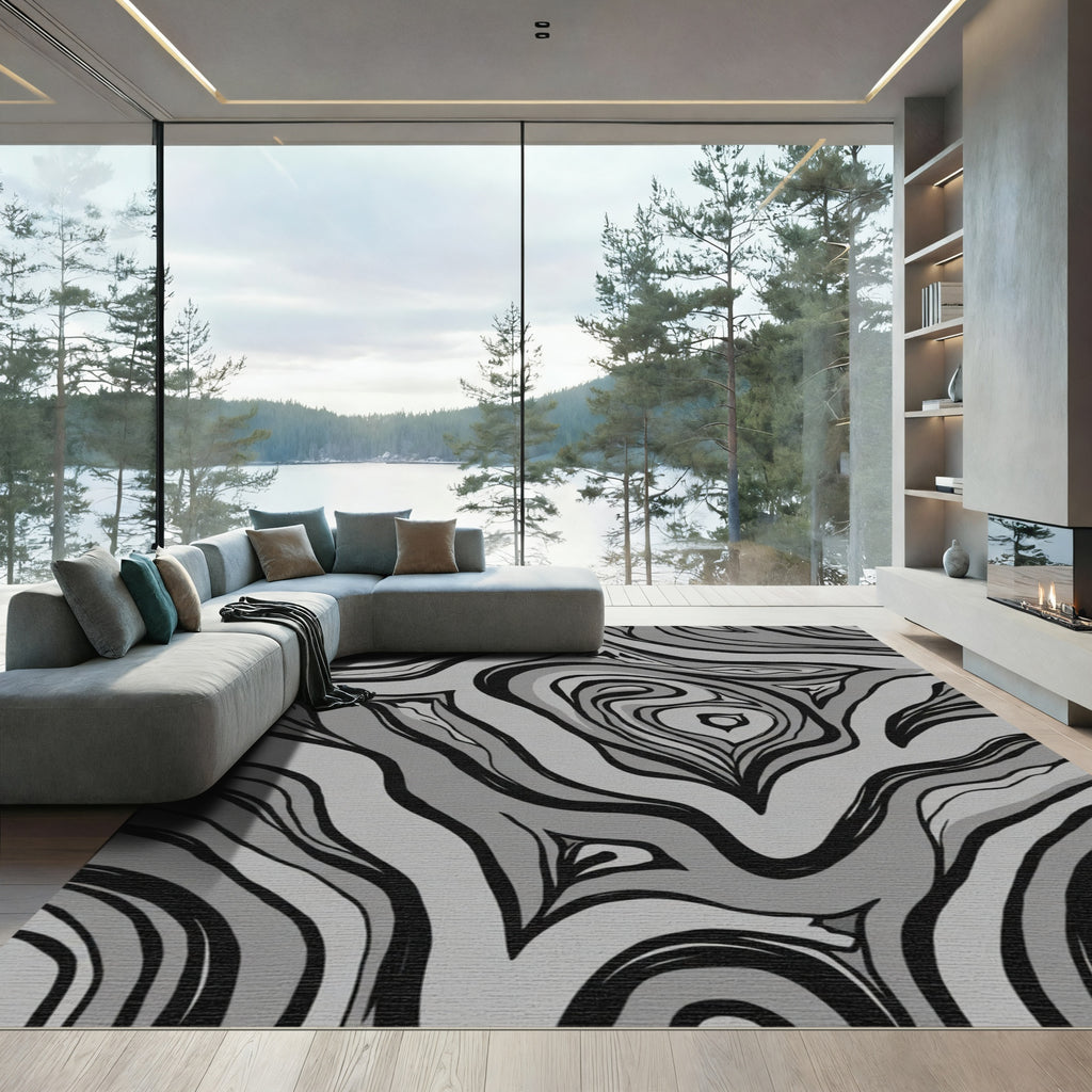 Monochromatic Swirl Abstraction Rug