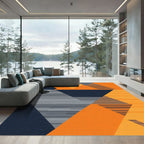 Orange Gray Geometric Accordion Rug