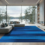 Deep Blue Abstract Horizontal Lines Rug