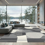 Midcentury Modern Gray Abstract Shapes Rug