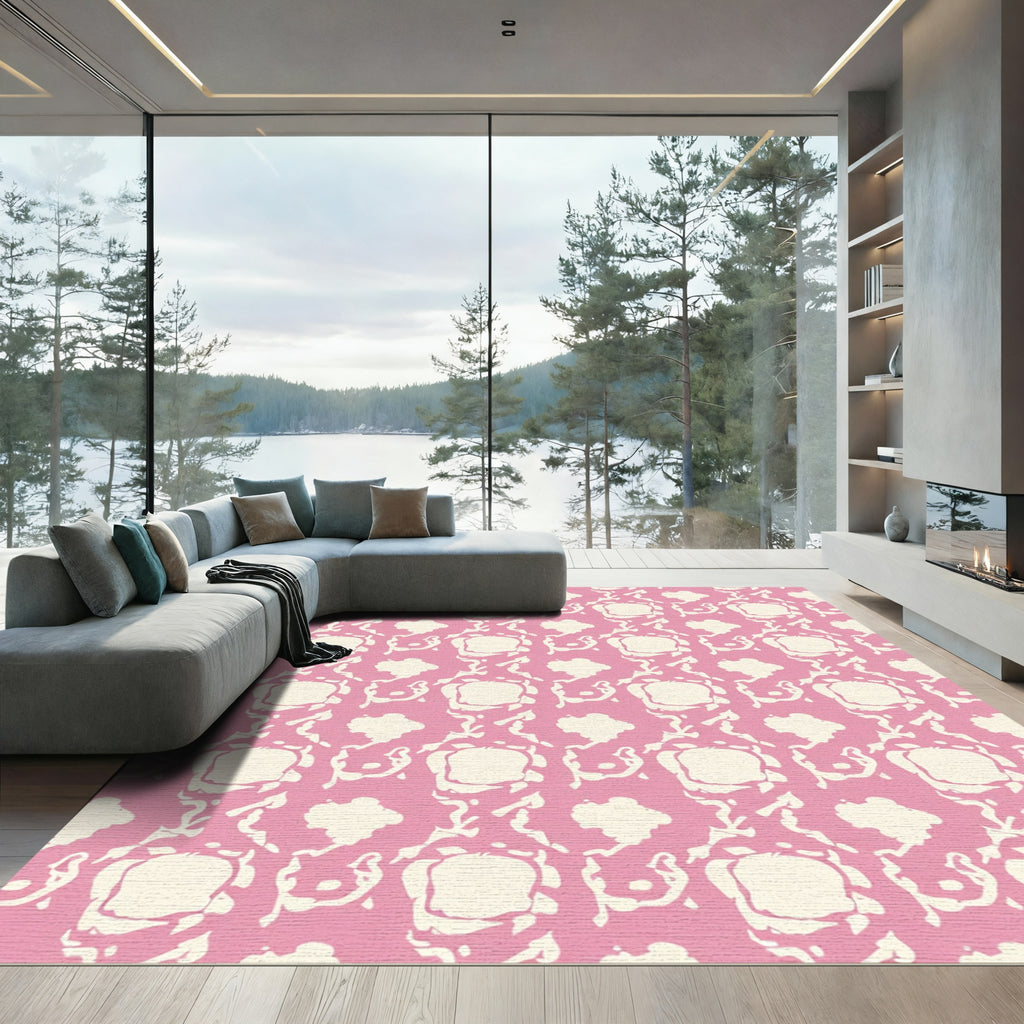 Pastel Pink Organic Blobs Rug