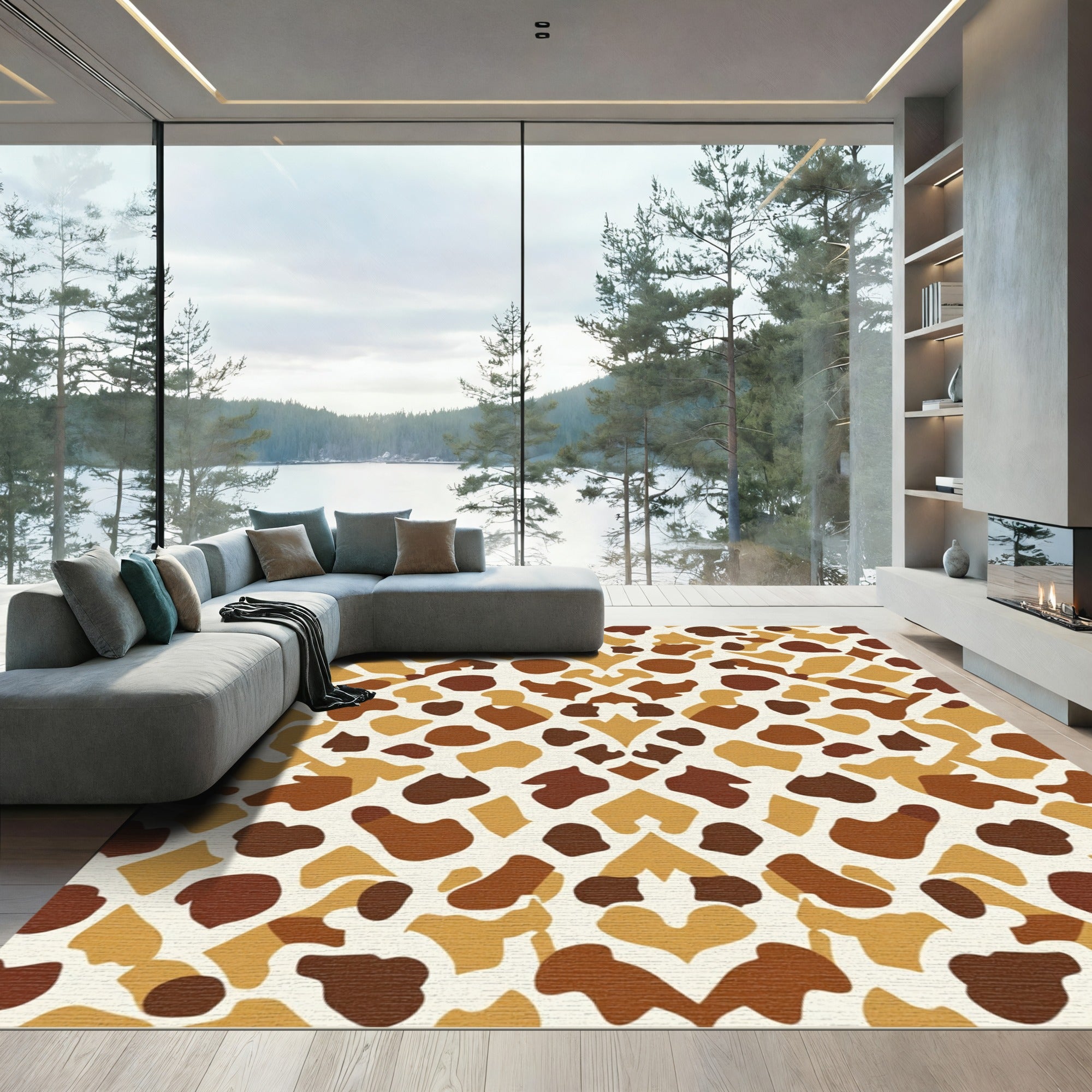 Camel and Chestnut Irregular Spots Rug
