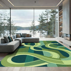 Emerald Green Abstract Snake Ribbons Rug