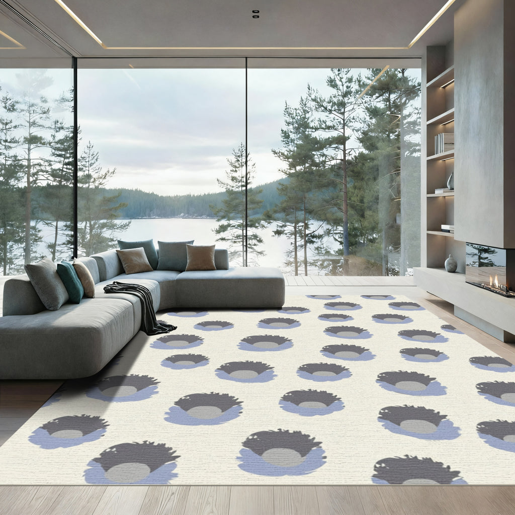 Cream Gray Blue Organic Bloom Rug