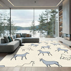Whimsical Light Blue Animal Silhouette Rug
