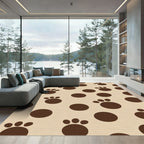 Brown Paw Print Polka Dot Complication Rug