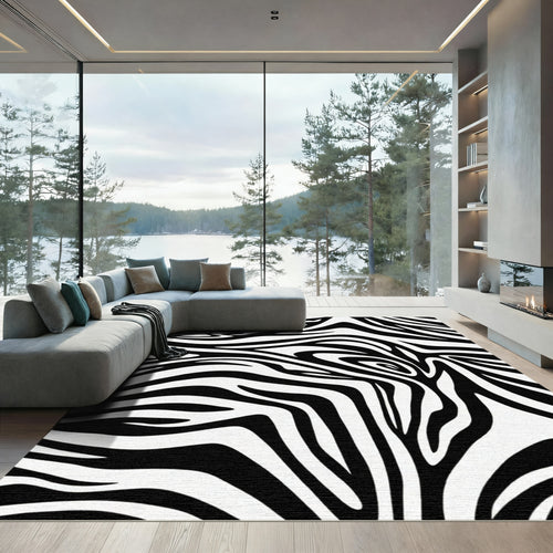 Bold Monochrome Swirls Rug