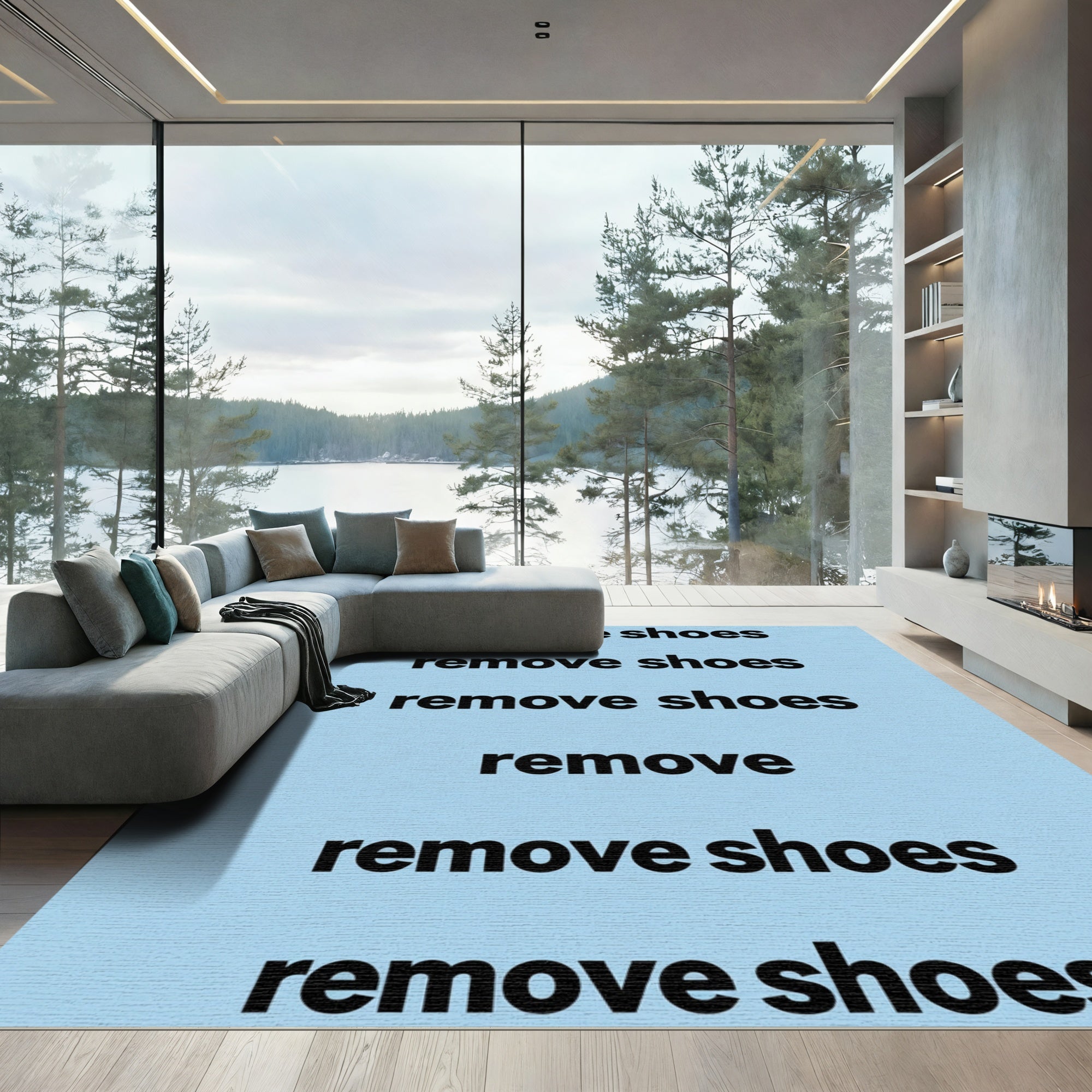 Black White Lettering Rug