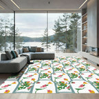 Chinoiserie Pink Yellow Bird Garden Rug