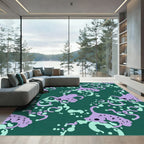Whimsical Lavender Octopus Teal Swirls Rug