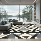 Geometric Brown Black Cream Diamond Repeat Rug