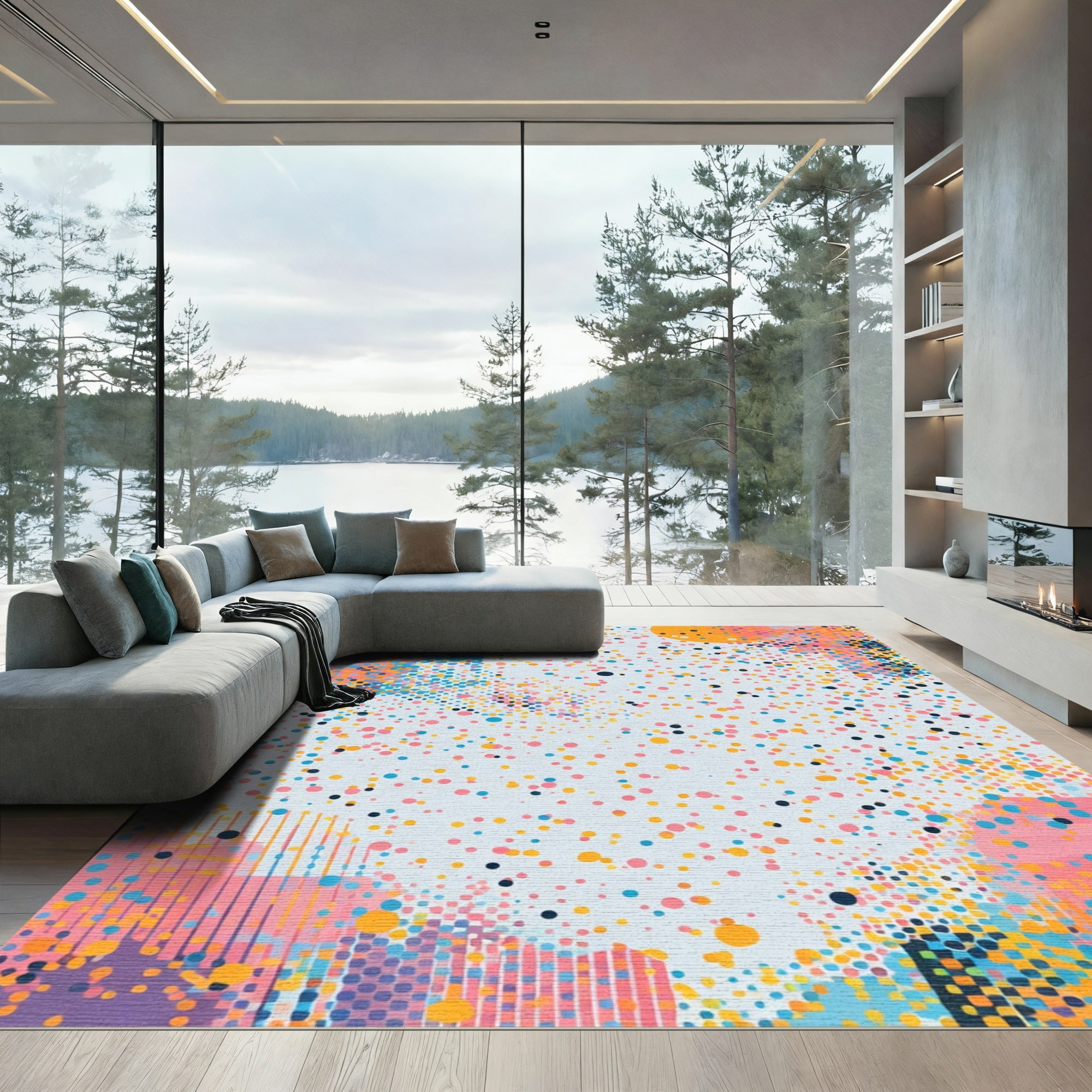 Whimsical Colorful Confetti Scatter Rug
