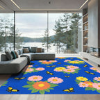 Yellow Butterflies And Pink Floral Meadow Rug