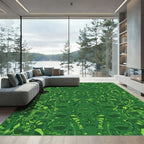 Emerald Green Leafy Symmetric Composition Rug