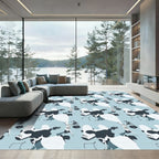 Light Blue Abstract Animal Faces Rug