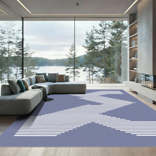 Abstract White Zig Zag Slate Rug