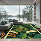 Emerald Green Jungle Leaf Tapestry Rug