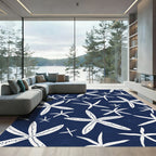 White Starfish Navy Blue Seascape Rug