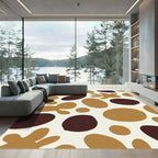 Abstract Ochre Brown Blob Mix Rug