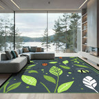 Whimsical Green Bugs Garden Sprites Rug