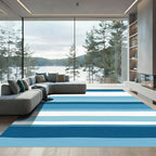 Coastal Blue Stripe Abstract Rug