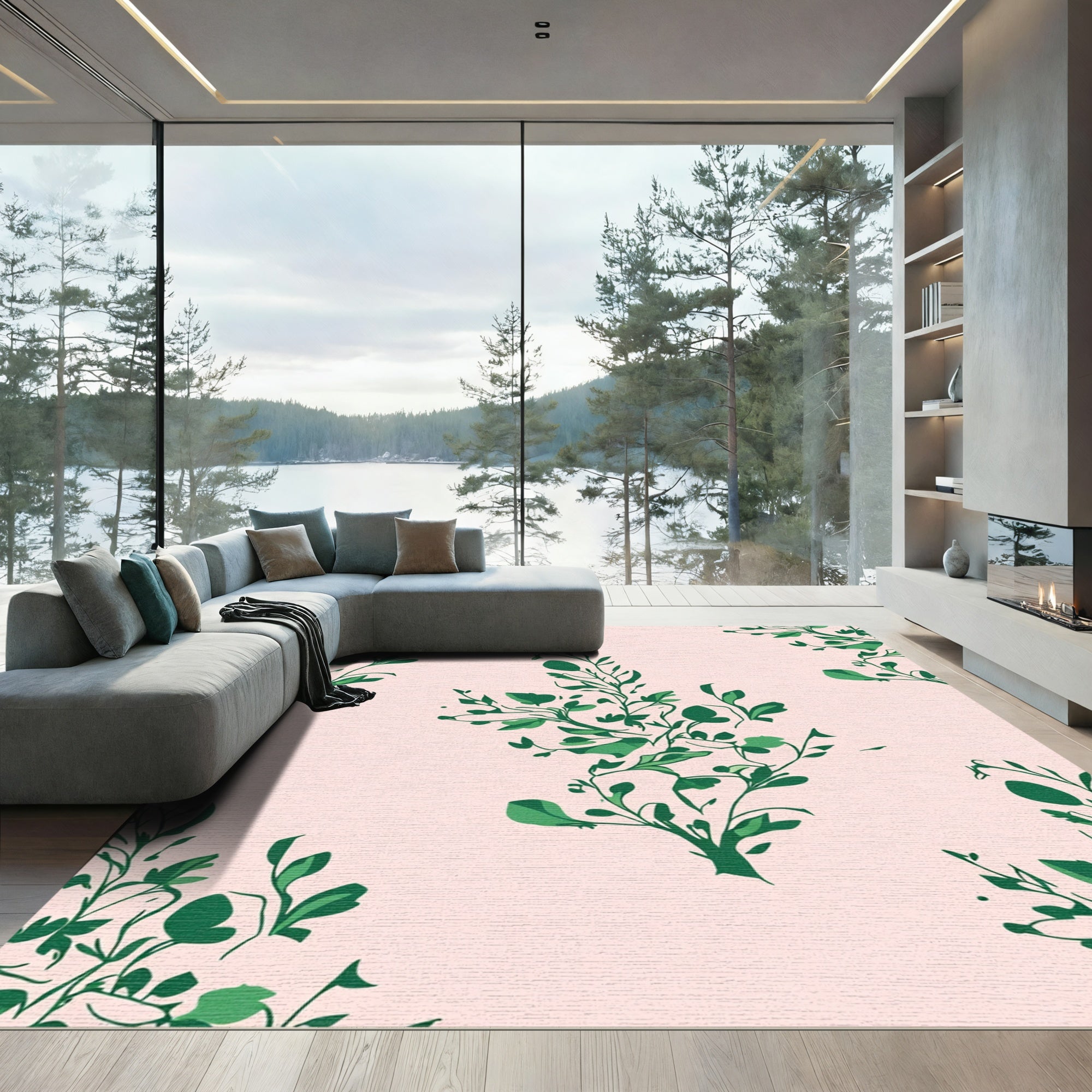 Green Foliage Botanical Vines Rug