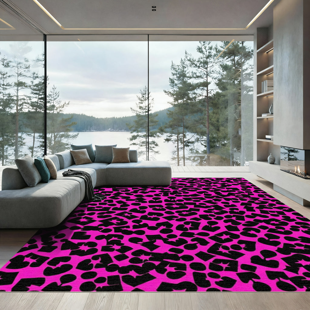 Playful Pink Leopard Scatter Rug