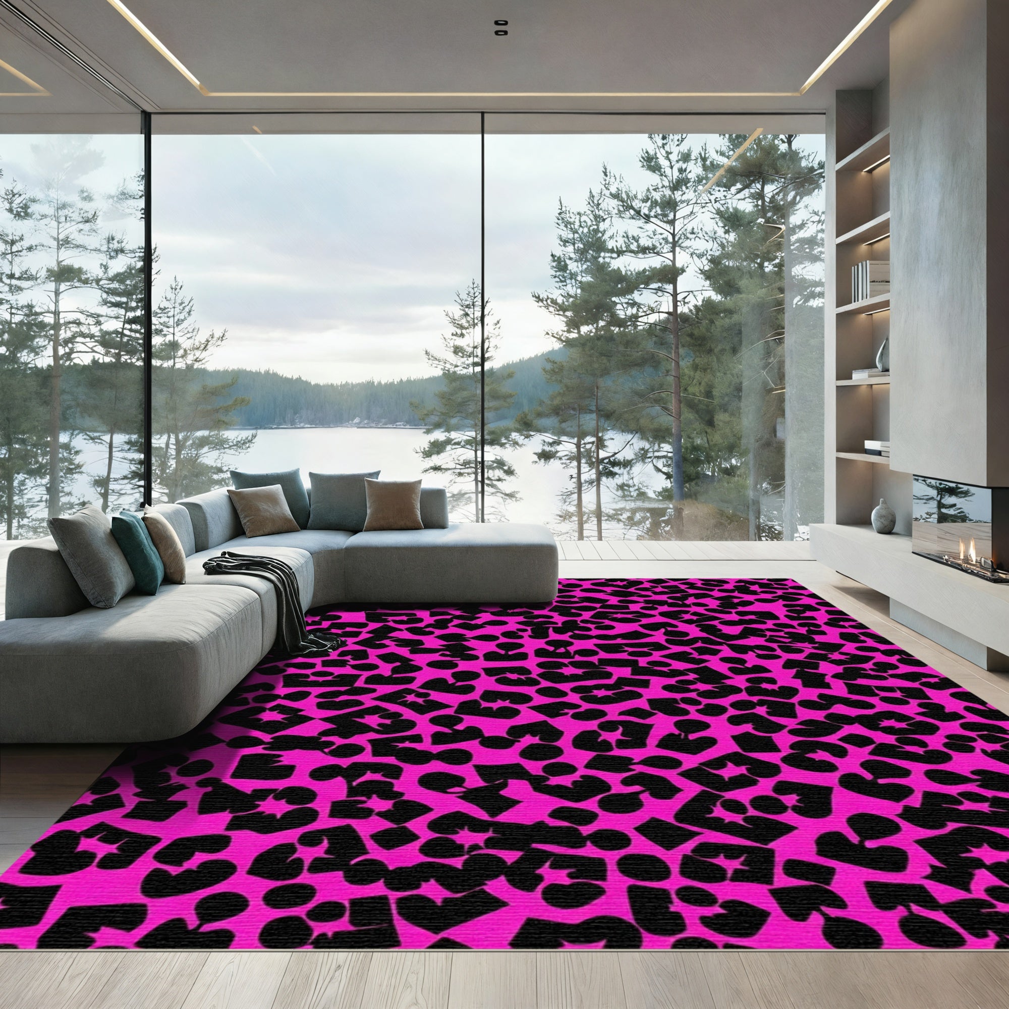 Playful Pink Leopard Scatter Rug