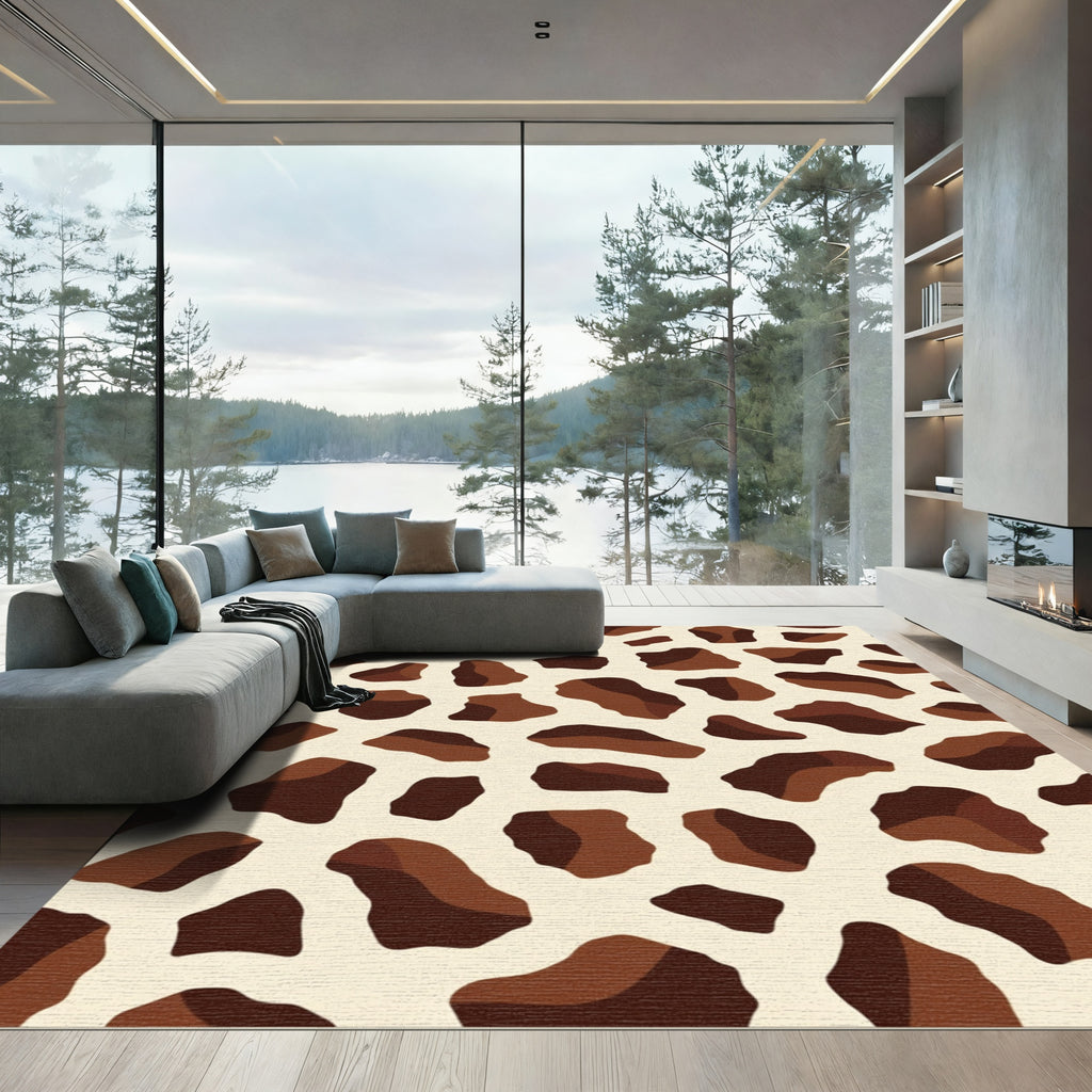 Brown Spots Textured Contemporary Rug