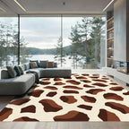 Brown Spots Textured Contemporary Rug